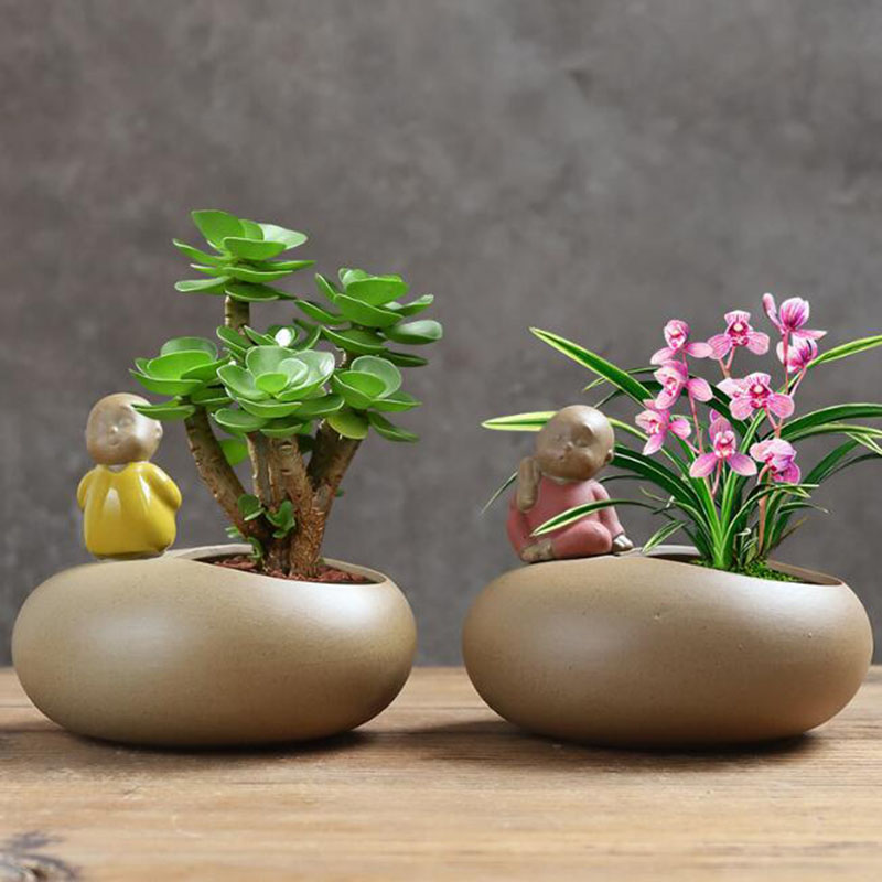 중국 스타일 복고풍 세라믹 스님 화분 즙이 많은 식물  - Bonsai Garden Art 리뷰 및 가격