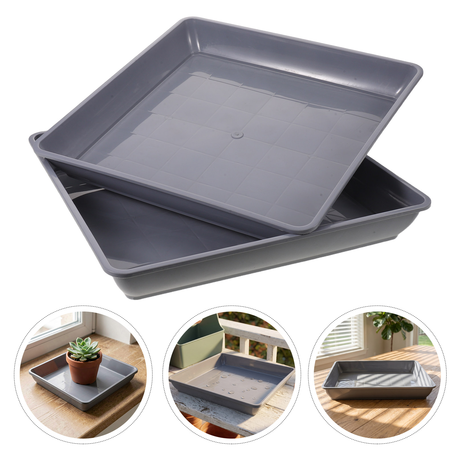 2개 세트의 사각형 플라스틱 화분 받침, 두꺼운 받침판 - Drip Tray Saucer 리뷰 및 가격