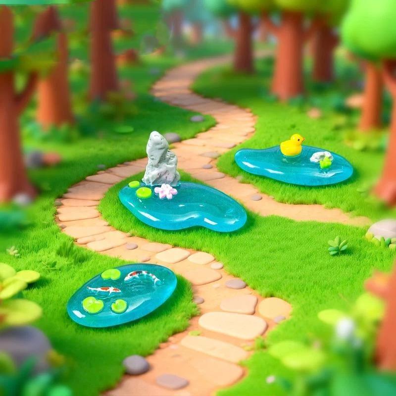 미니 레진 연못 장식품, 잉어, 오리, 연꽃 디자인,  - Bonsai Garden With Koi Pond 리뷰 및 가격