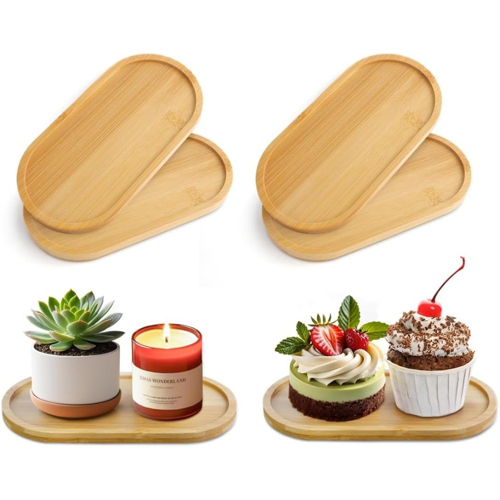 대나무 화분 받침대 4개, 타원형 배수 대나무 화분 물 - Drip Tray Saucer 리뷰 및 가격